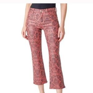 J Brand animal print snakeskin coated flared pants size 27